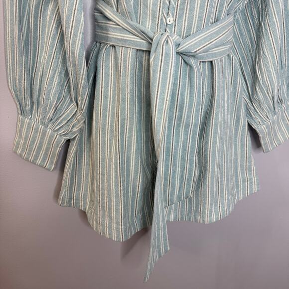 Spell Rodeo Blouse Dress Blue Striped Relax Minimalist Beach Vacation S - Picture 11 of 16